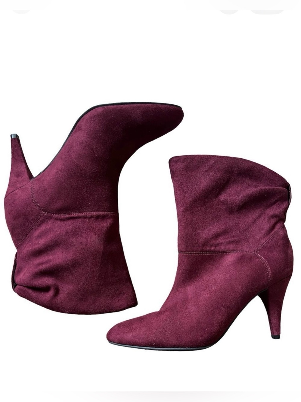 UNISA Miola Kitten Heel Vegan Burgundy Mid Ankle Pointed Toe Bootie Boots S 9.5